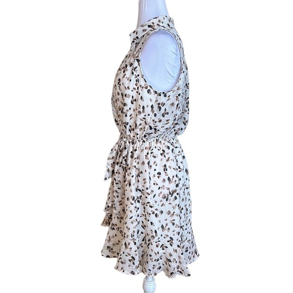 NWT Dress by FATE Cream tan brown black sleeveless ruffle hem Sz S - Picture 4 of 11